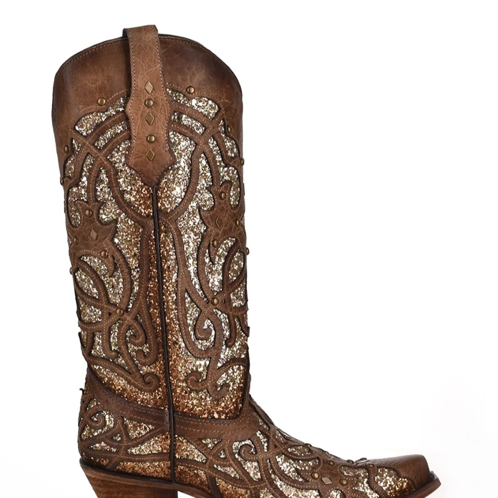 Corral Brown Glitter Western Boots 9.5